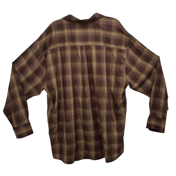 Dixxon Mens Wyatt Bamboo Plaid 4XL Casual Classic Snap Practical Western Brown - Picture 3 of 9